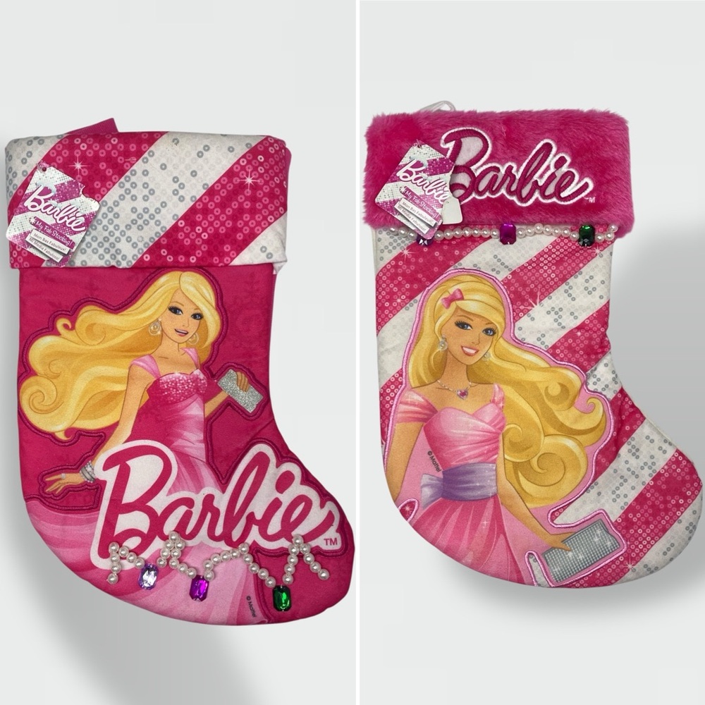 Barbie Pink and White Holiday Stocking Set